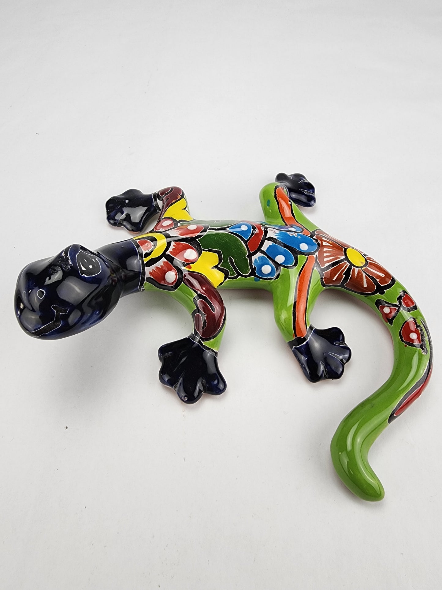 Mexican Gecko Talavera Hand-painted Pottery Mexican Folk Art Garden Deco RG 8.5"