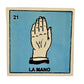 Ceramic Tile Drink Coaster Loteria  #21 LA MANO