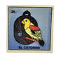 Lotería Tile El Cotorro #24 Mexican ceramic folk art tile on white background