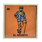 Lotería Tile El Negrito #26 Mexican ceramic folk art tile on white background