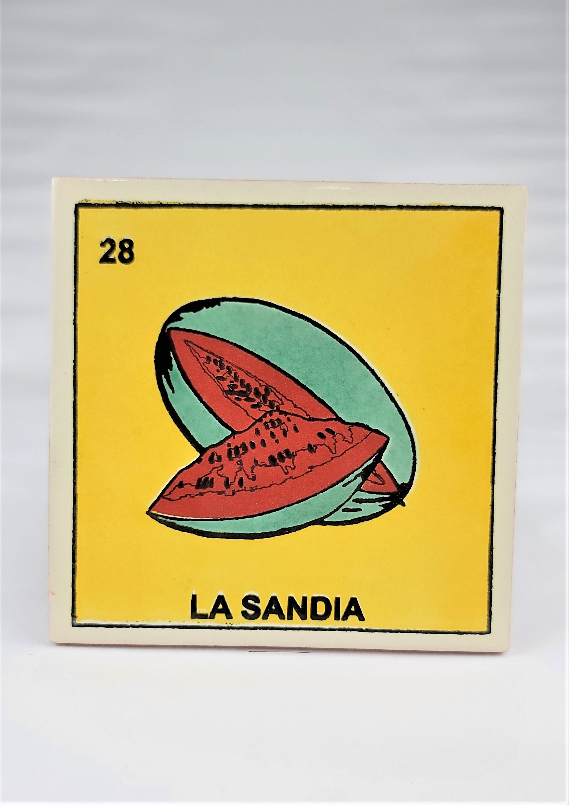 Ceramic Tile Drink Coaster Loteria  #28 LA SANDIA