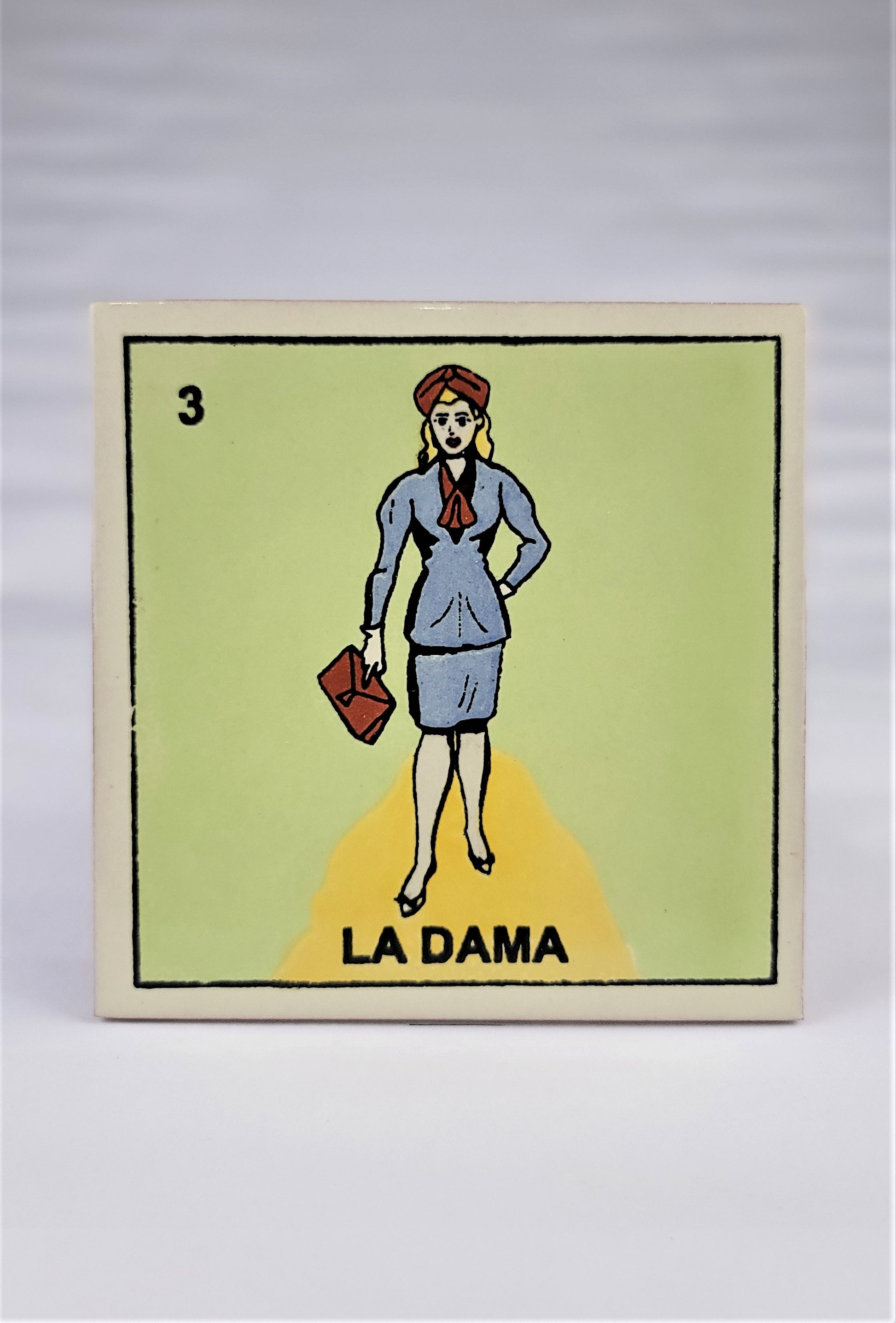 Ceramic Tile Drink Coaster Loteria  #3 LA DAMA