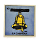 Lotería Tile La Campana #43 Mexican ceramic folk art tile on white background