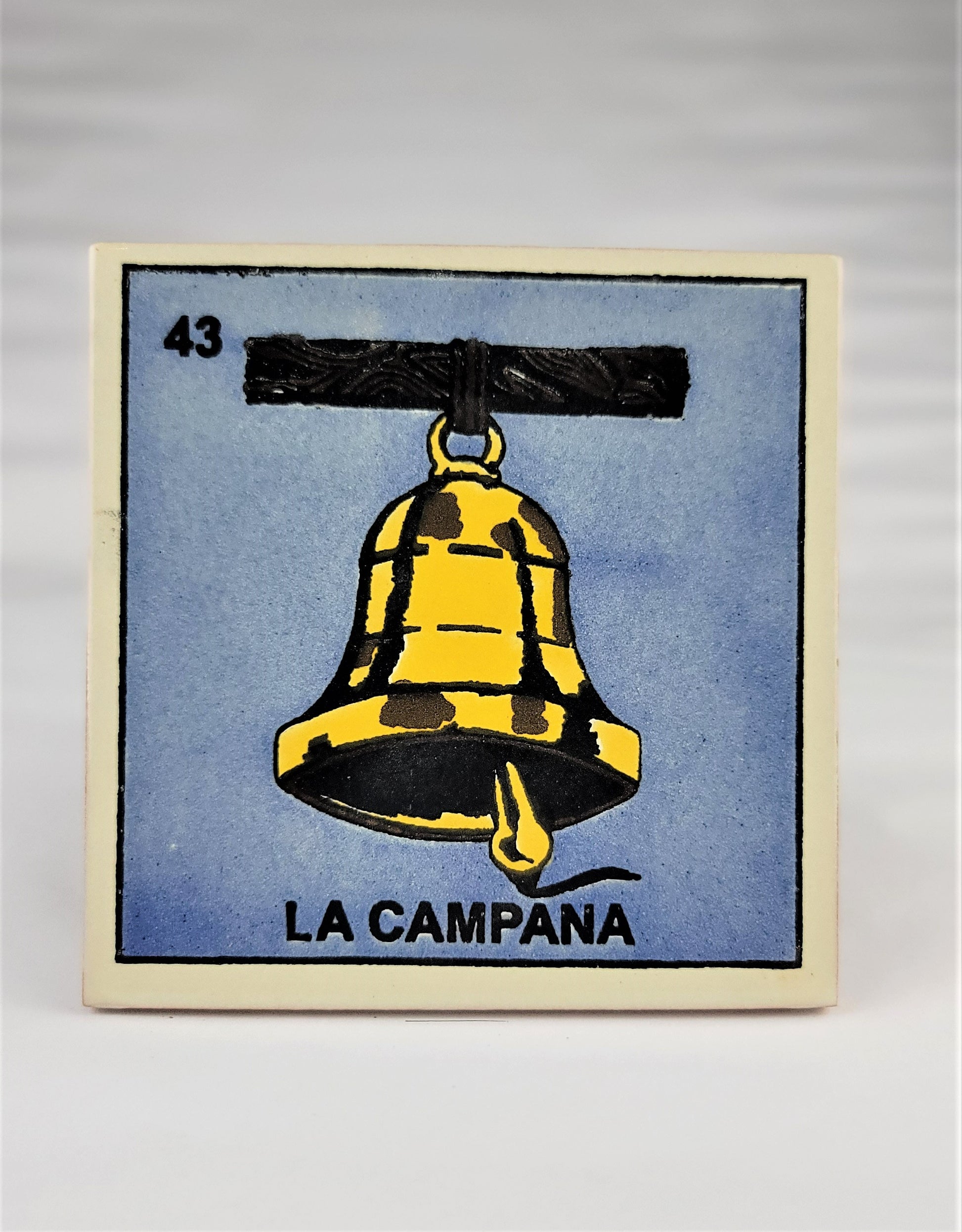 Ceramic Mexican Loteria Drink Coaster  #43 LA CAMPANA