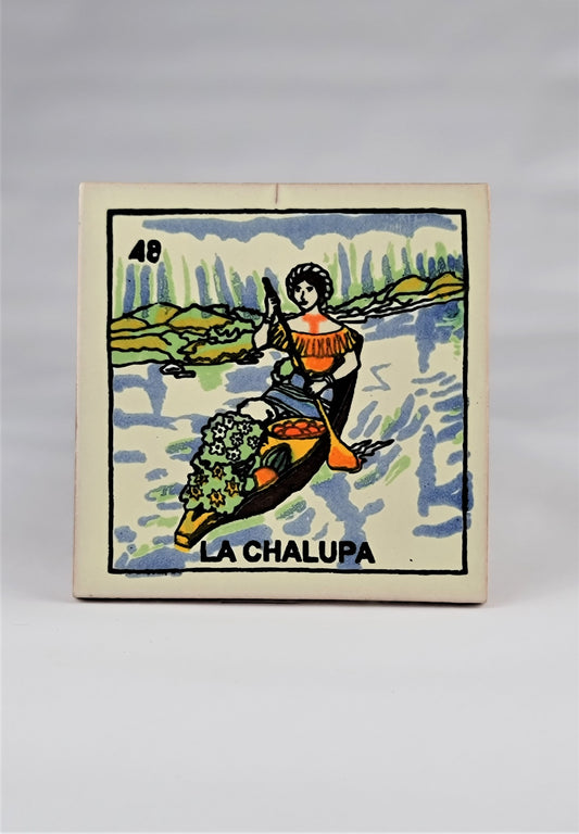 Ceramic Loteria Drink Coaster  #48 LA CHALUPA