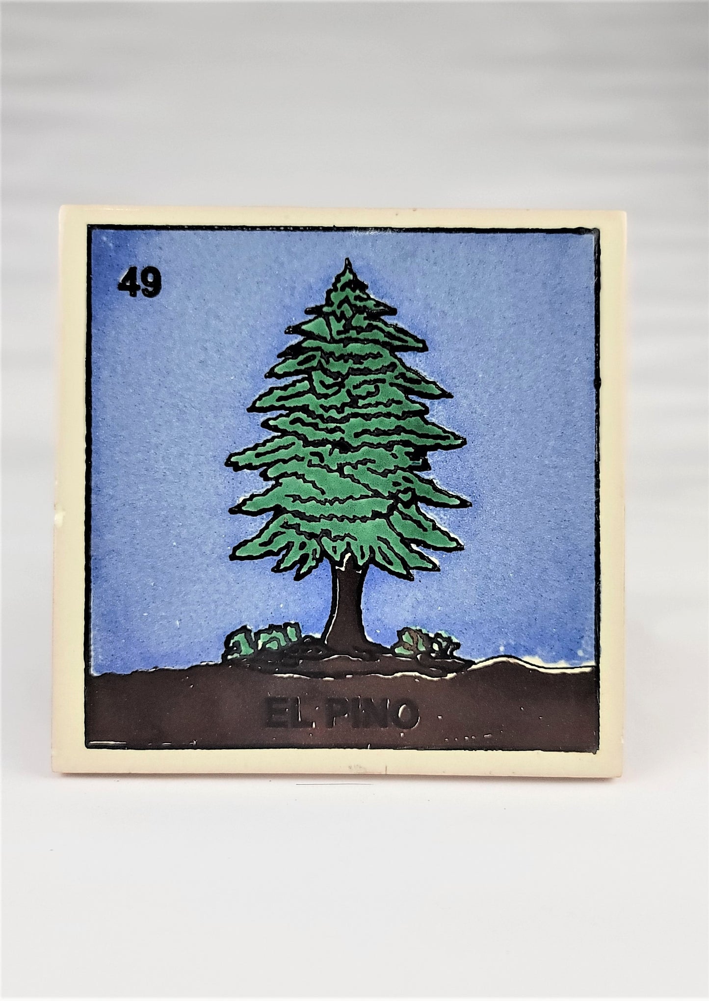 Ceramic Loteria Drink Coaster  #49 EL PINO