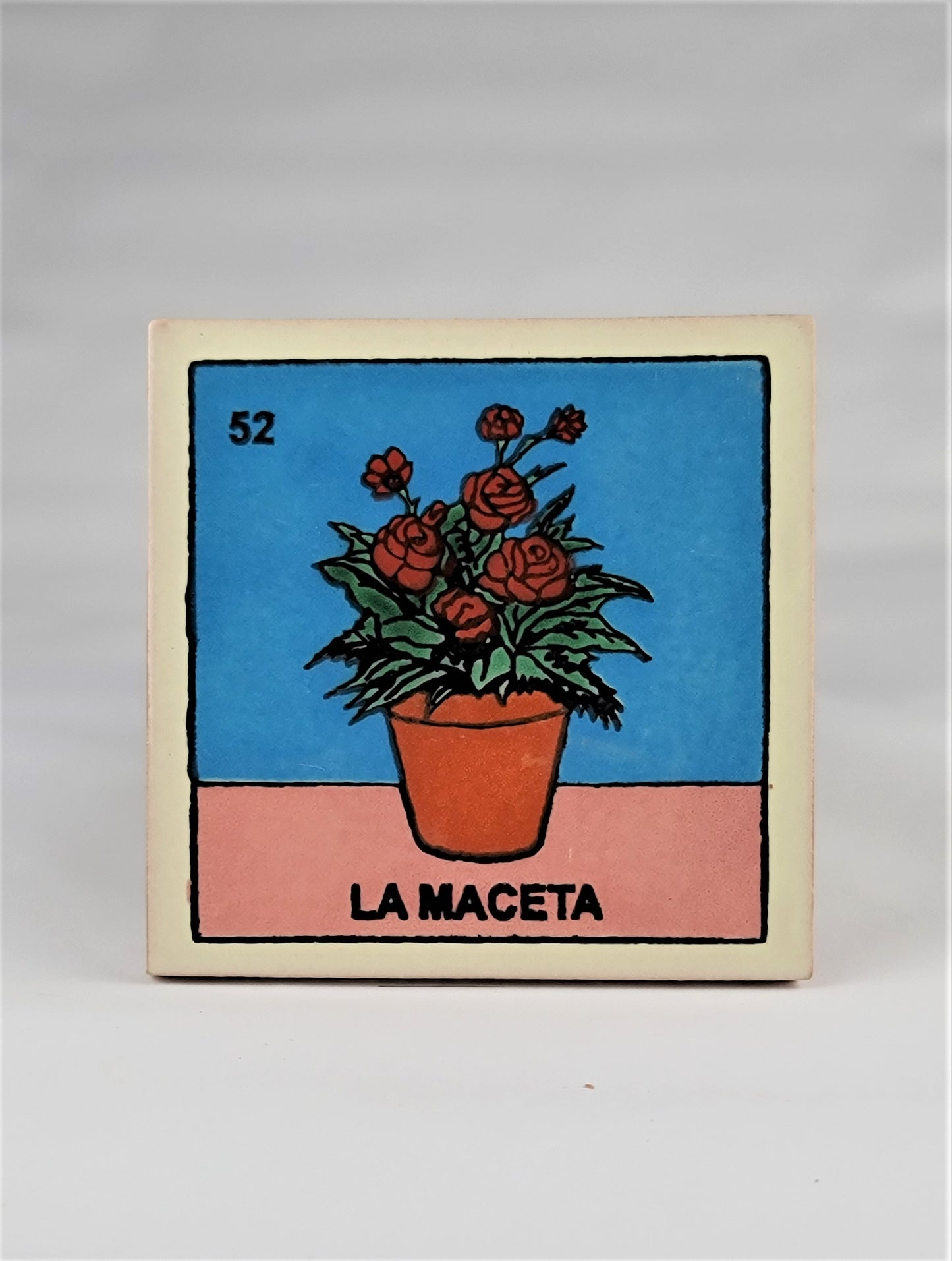 Ceramic Loteria Drink Coaster #52 LA MACETA