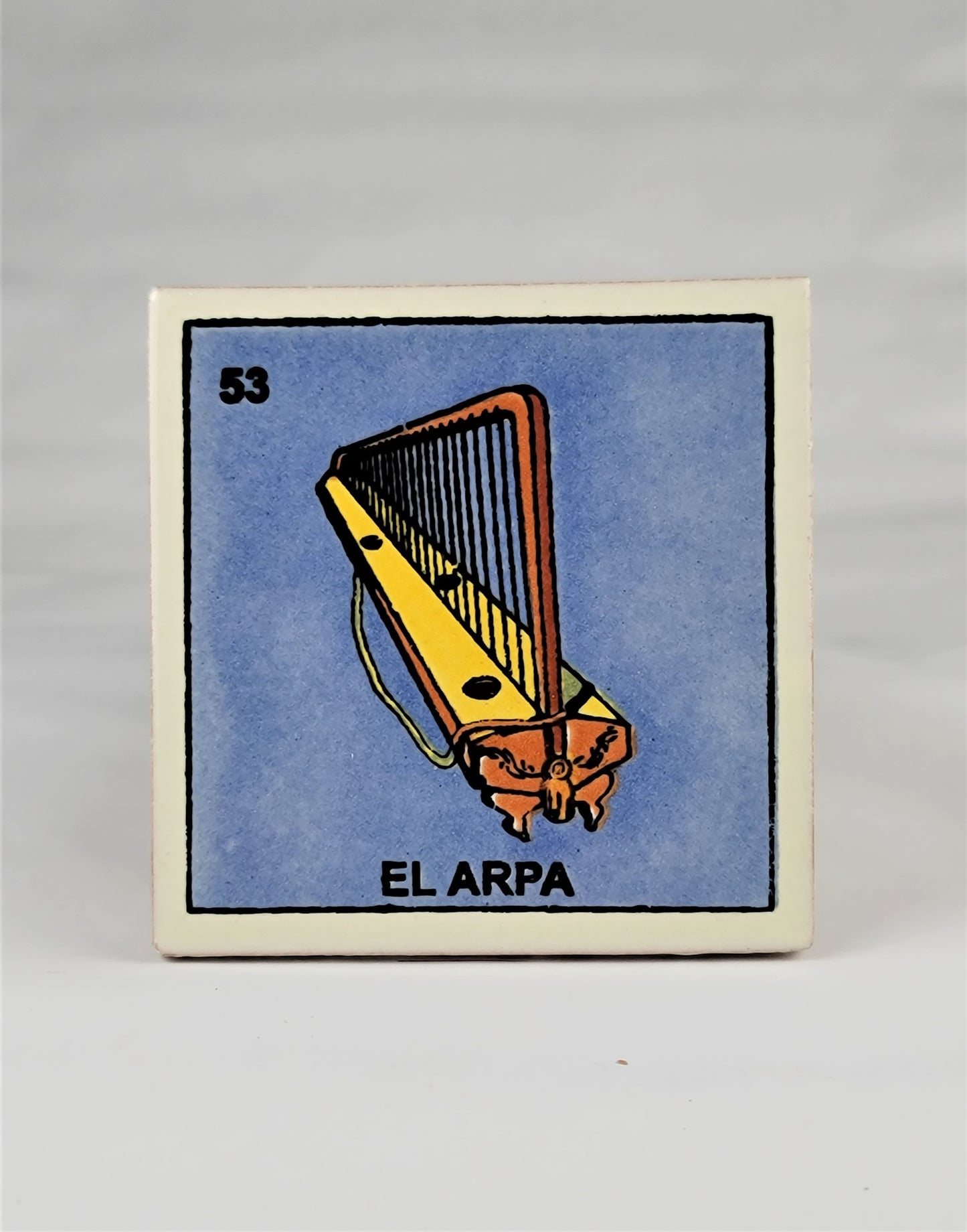 Ceramic Loteria Drink Coaster #53 EL ARPA