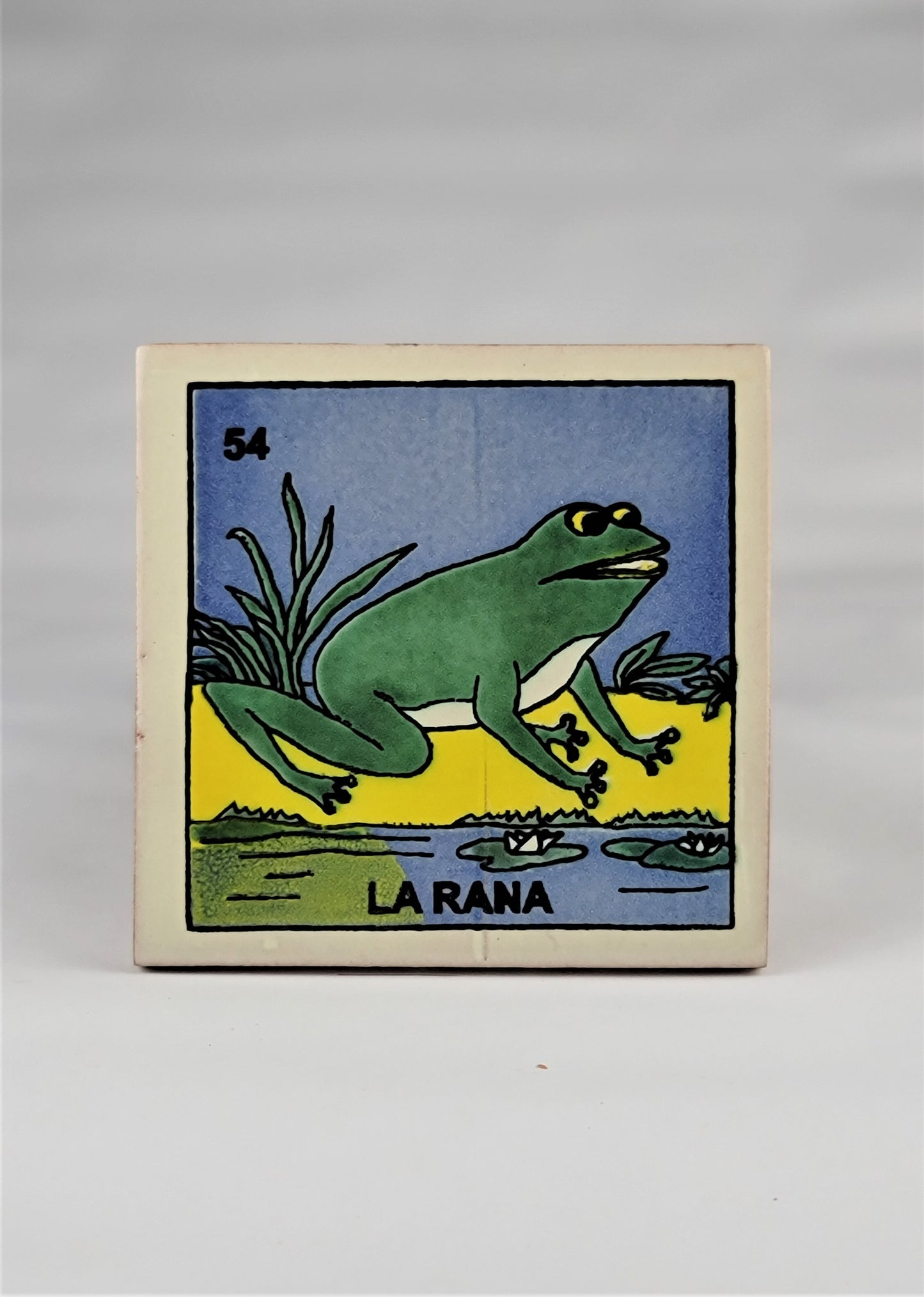 Ceramic Loteria Drink Coaster  #54 LA RANA