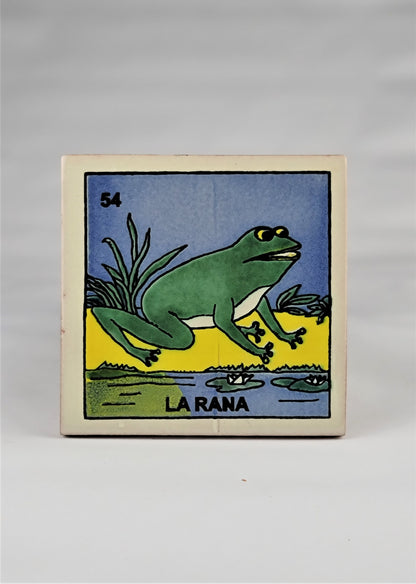 Ceramic Loteria Drink Coaster  #54 LA RANA