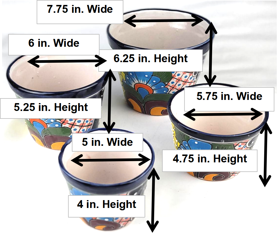 Mexico Pottery Talavera Hand-Painted Flower Pot 5.75" Blue