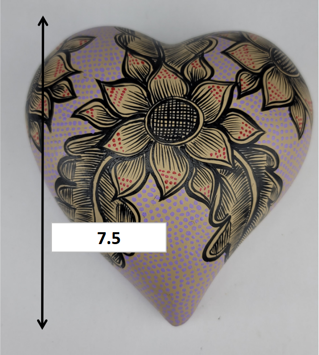 Mexican Pottery Hand-Painted Floral Design Wall Deco Heart