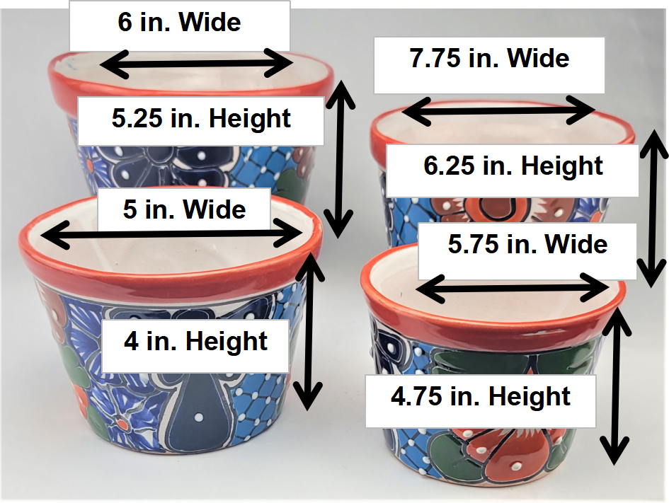 Mexico Pottery Talavera Hand-Painted Flower Pot 6" Red